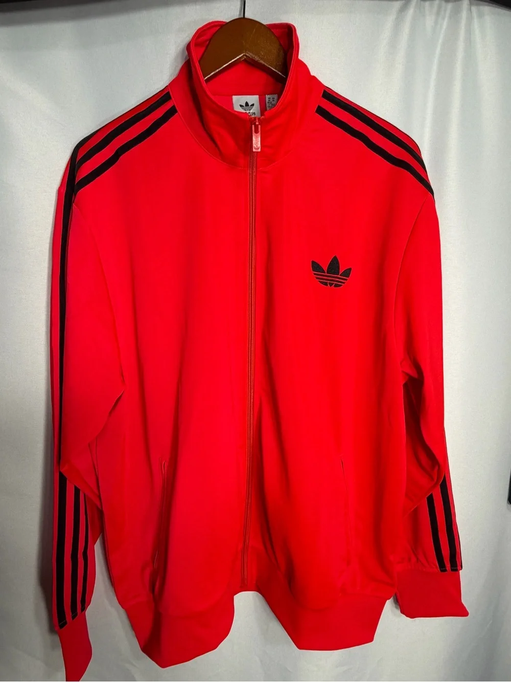 adidas Firebird TT Track Jacket in Bright Red with Black Trefoil